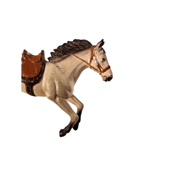 New Ray Horse Rearing Gray White Molded Brown Saddle Bridle 5x3" - Picture 3 of 16